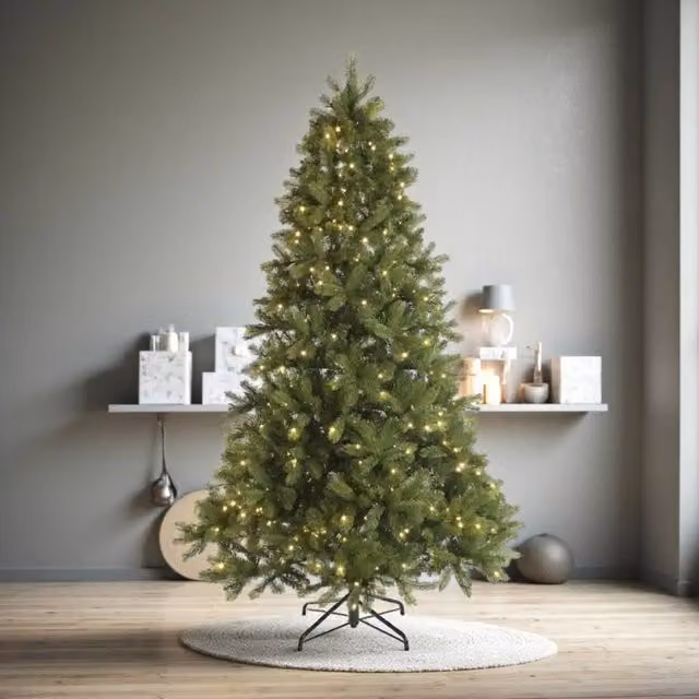 Garden Greatness 6ft Artificial Pre-Lit Christmas Tree in Green with Warm White LED Lights