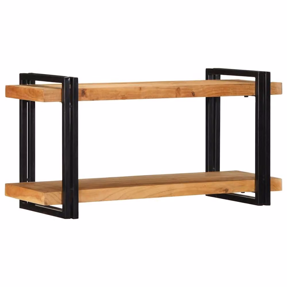 Berkfield Home Wall Mounted Industrial Acacia Wood Shelf in Brown, W/D/H: 90 x 33 x 45 cm – 2