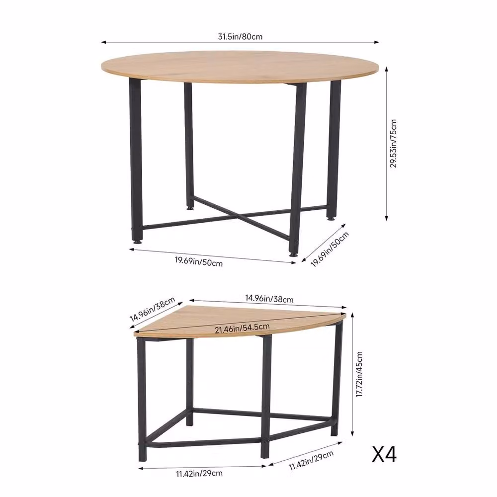 FORGEVIO Round Table and 4 Chairs Set in Brown and Black Industrial Style – 2