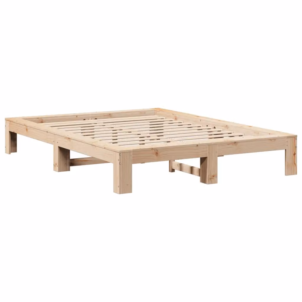 Berkfield Home Solid Wood Pine Bed Frame in Brown, W/D/H: 140 x 190 cm – 2
