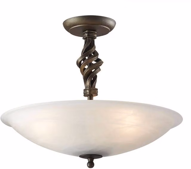 Netlighting Pembroke 3 Light Semi Flush Ceiling Light in Black and Gold with E14 Base
