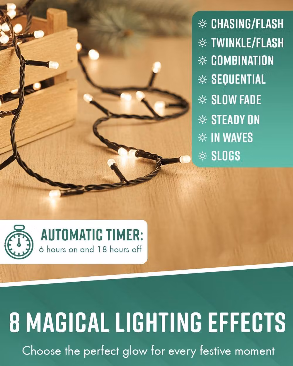 Globrite Warm White LED Fairy String Lights with Remote Control and Timer, 1000 LED, White – 2