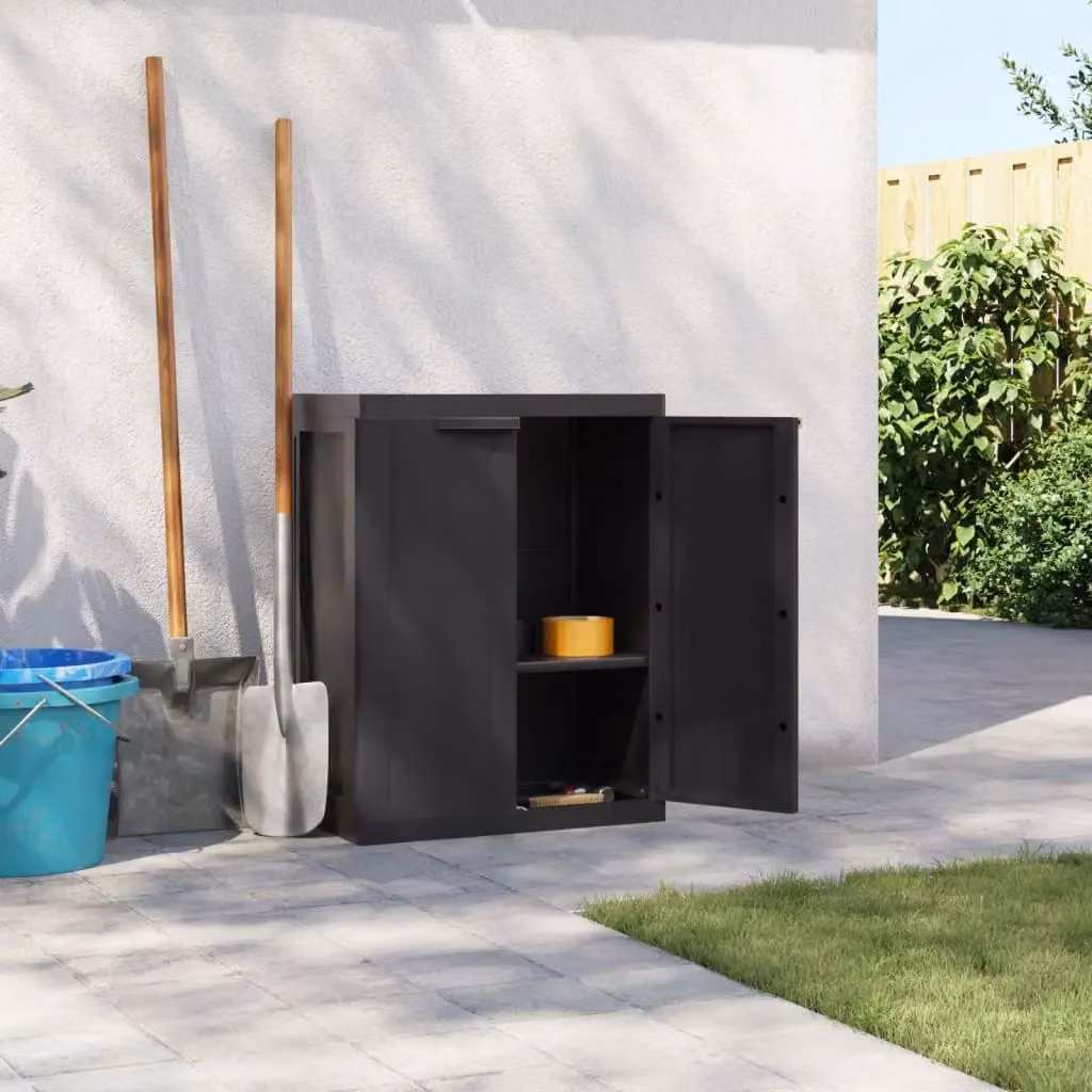 Berkfield Home Black Outdoor Storage Cabinet with Internal Shelves and Lock, W/D/H: 65 x 37 x 85 cm – 3