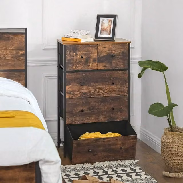 SONGMICS 5-Drawer Fabric Storage Unit in Bronze and Brown