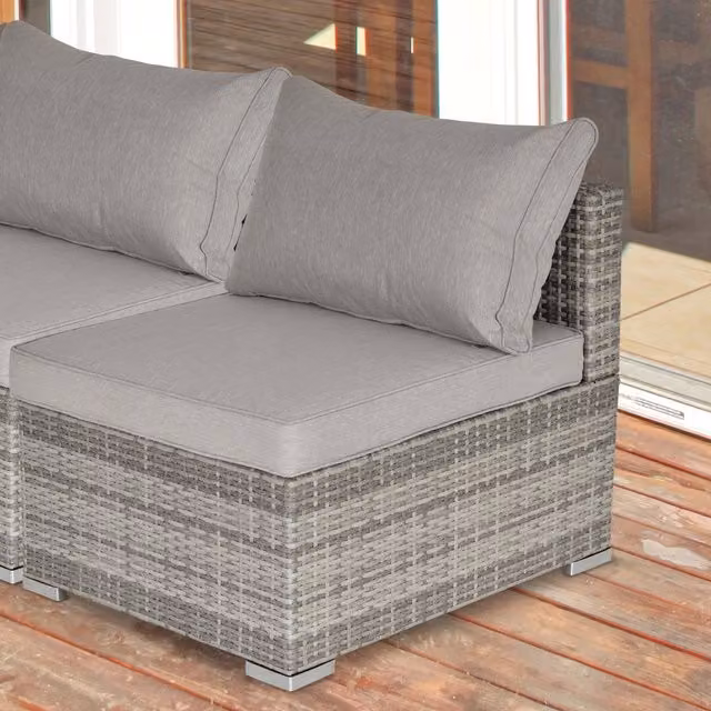 Outsunny Modern Grey Rattan Outdoor Single Middle Sofa