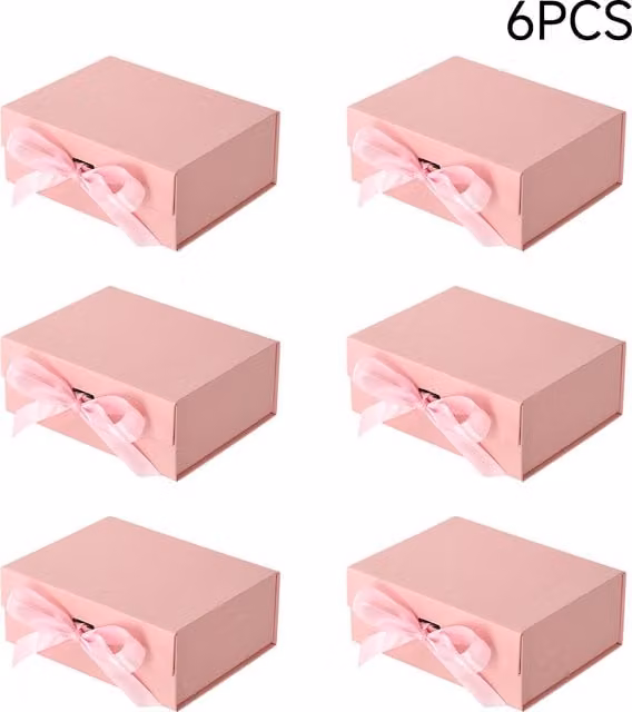 Lifeideas 6 Pack Folding Magnetic Paper Gift Boxes in Pink