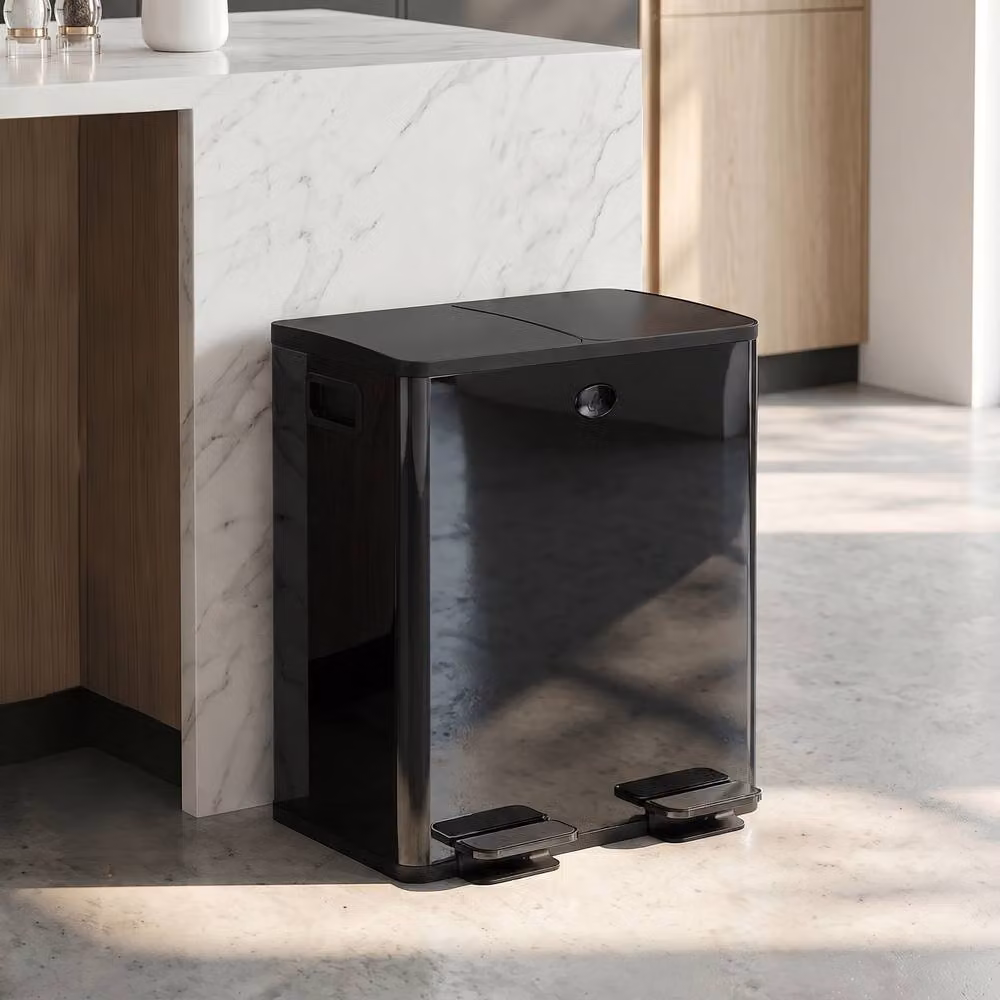 STILVORA Dual Kitchen Bin 40L with Soft-Close Lid and Odour Filter, Black – 2