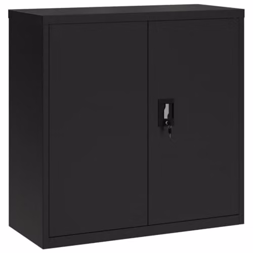 vidaXL Black Metal File Cabinet with Lock and Adjustable Shelves, W/D/H: 90 x 40 x 90 cm – 1