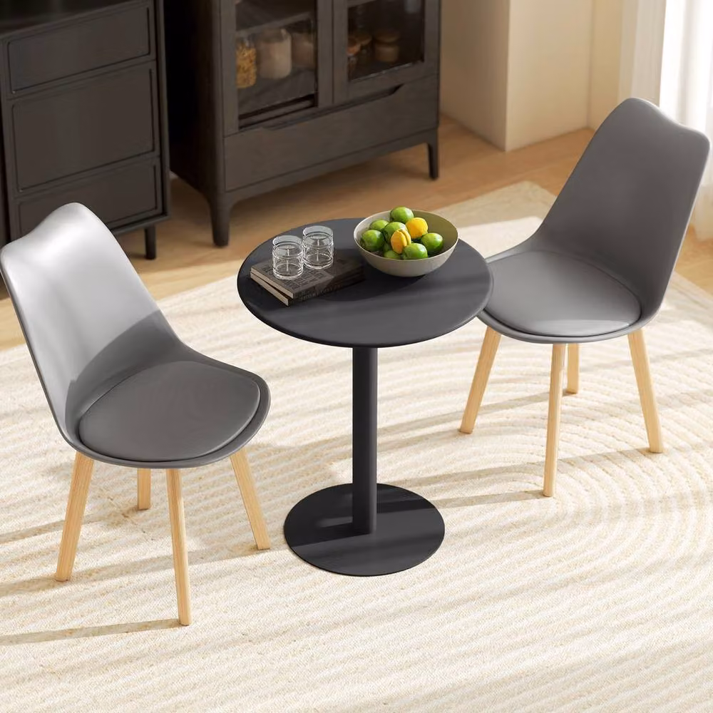 FORGEVIO Modern Round Dining Table with Black Metal Base, Diameter: 60 cm, Height: 72 cm – 3