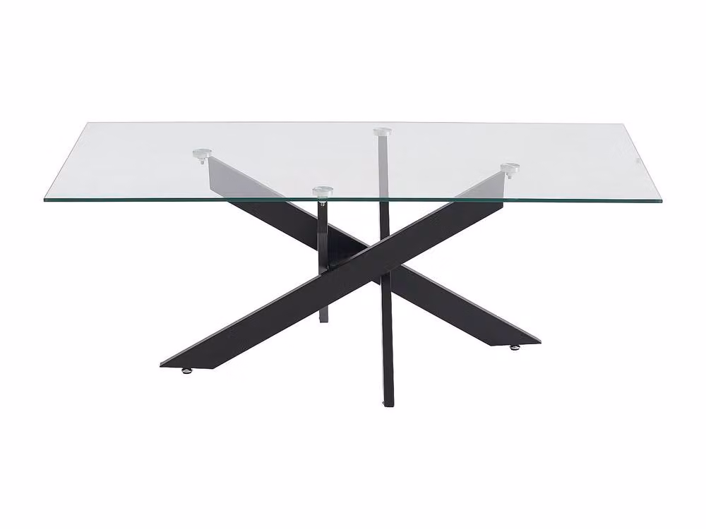 COSIMA Round Tempered Glass and Black Metal Coffee Table with Transparent Top, W: 60 cm, D: 60 cm, H: 44.5 cm – 2