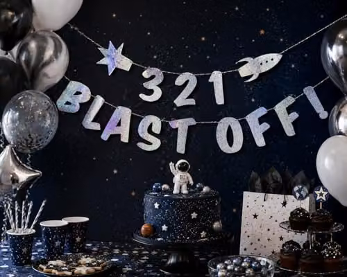 Club Green 321 Blast Off Space Party Bunting Banner, Multicolour, Length: 2 m – 3