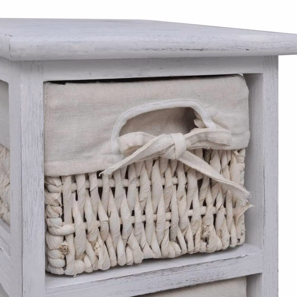 Berkfield Home Wall Mounted Wooden Storage Rack with 5 White Weaving Baskets – 2
