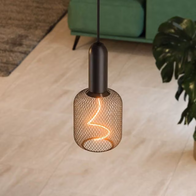 Osram Decor LED Spiral Filament Square Lamp Bulb, Black and Gold, 14W, Warm White, Dimmable, E27 – 3