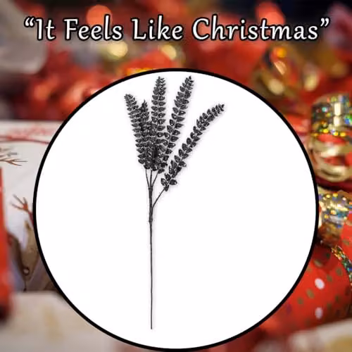 VFM e-Store Christmas Long Stem with Glitter Decoration, Black, H 80 cm x W 27 cm – 6
