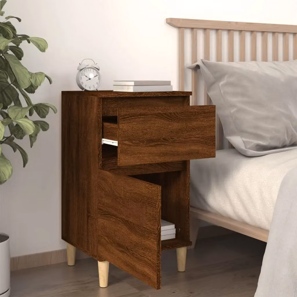 Berkfield Home Set of 2 Classic Brown Oak Bedside Cabinets, W/D/H: 40 x 35 x 70 cm – 3