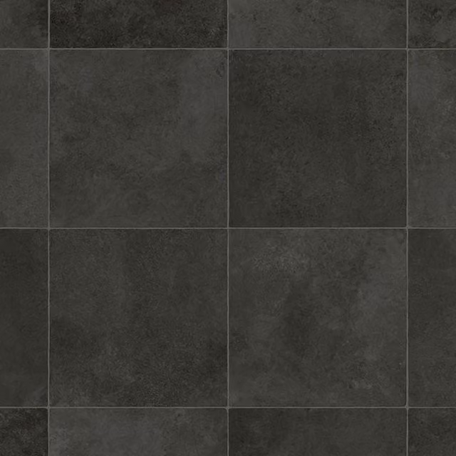 Vinyl Flooring UK Black Chequers Effect 2.0mm Sheet Vinyl Flooring in Grey, W x D: 200 x 200 cm