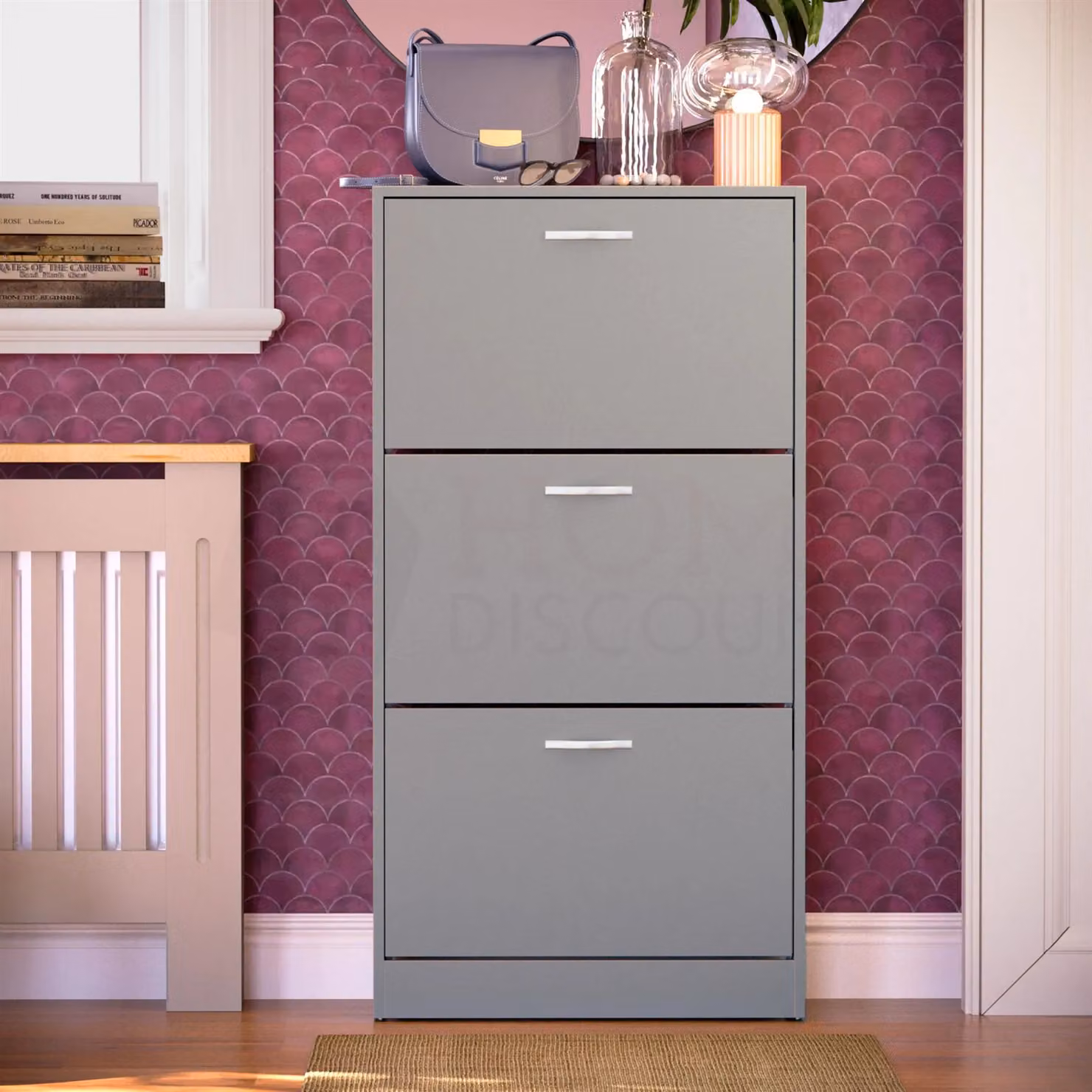 Vida Designs 3 Drawer Shoe Storage Cabinet Organizer in Grey – 2
