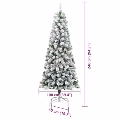 vidaXL Modern Cone Christmas Tree in Green, White and Blue, Height: 240 cm – 3