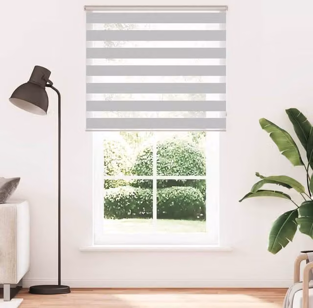 Berkfield Home Zebra Blind in Grey Polyester, W: 130 cm, H: 230 cm
