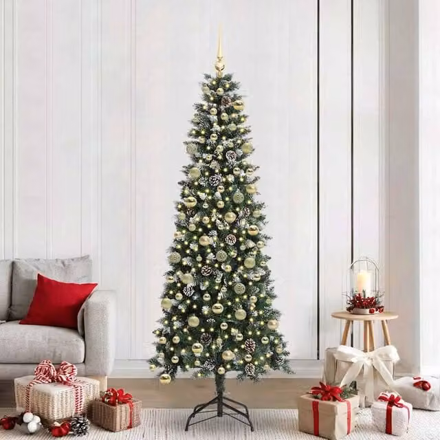 Berkfield Home Artificial Christmas Tree with 300 LEDs, Green, W/D/H: 86 x 86 x 210 cm