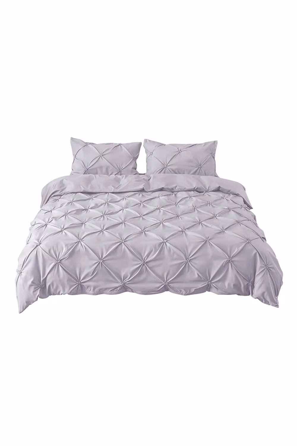 Living and Home Textured Pinch Pleat 3 Piece Duvet Cover and Pillowcase Set in Light Grey, 120 x 200 cm – 3