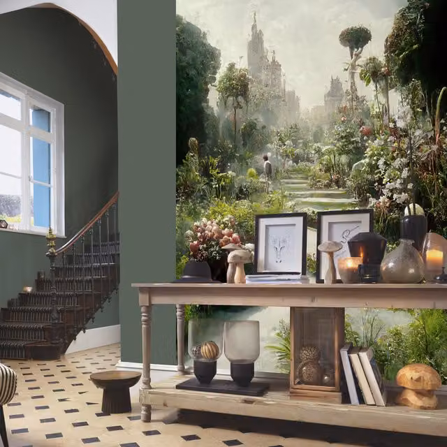 Erismann Garden Escape Digital Floral Textile Wall Mural in Green