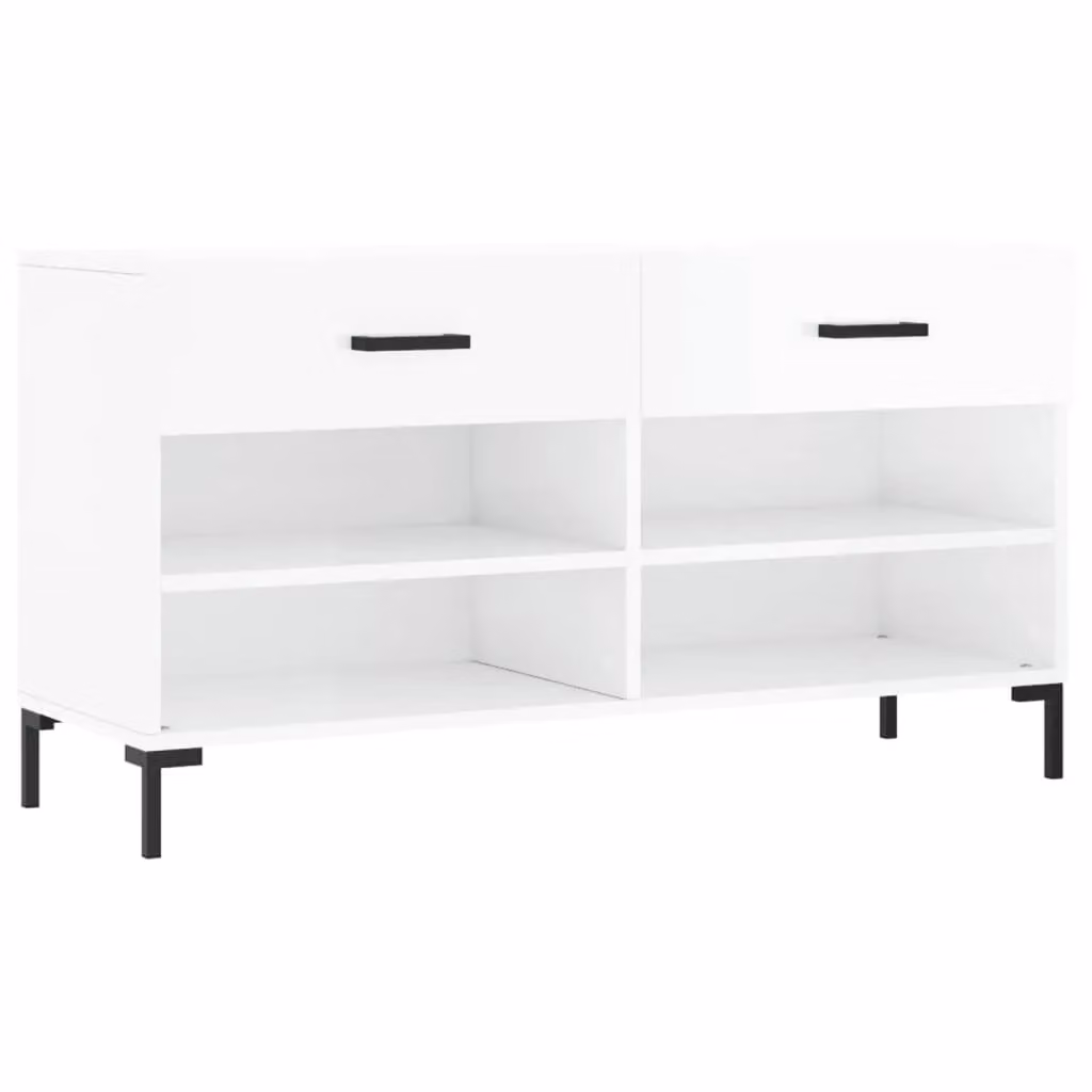 Berkfield Home High Gloss White Shoe Bench W/D/H: 102 x 35 x 55 cm – 2