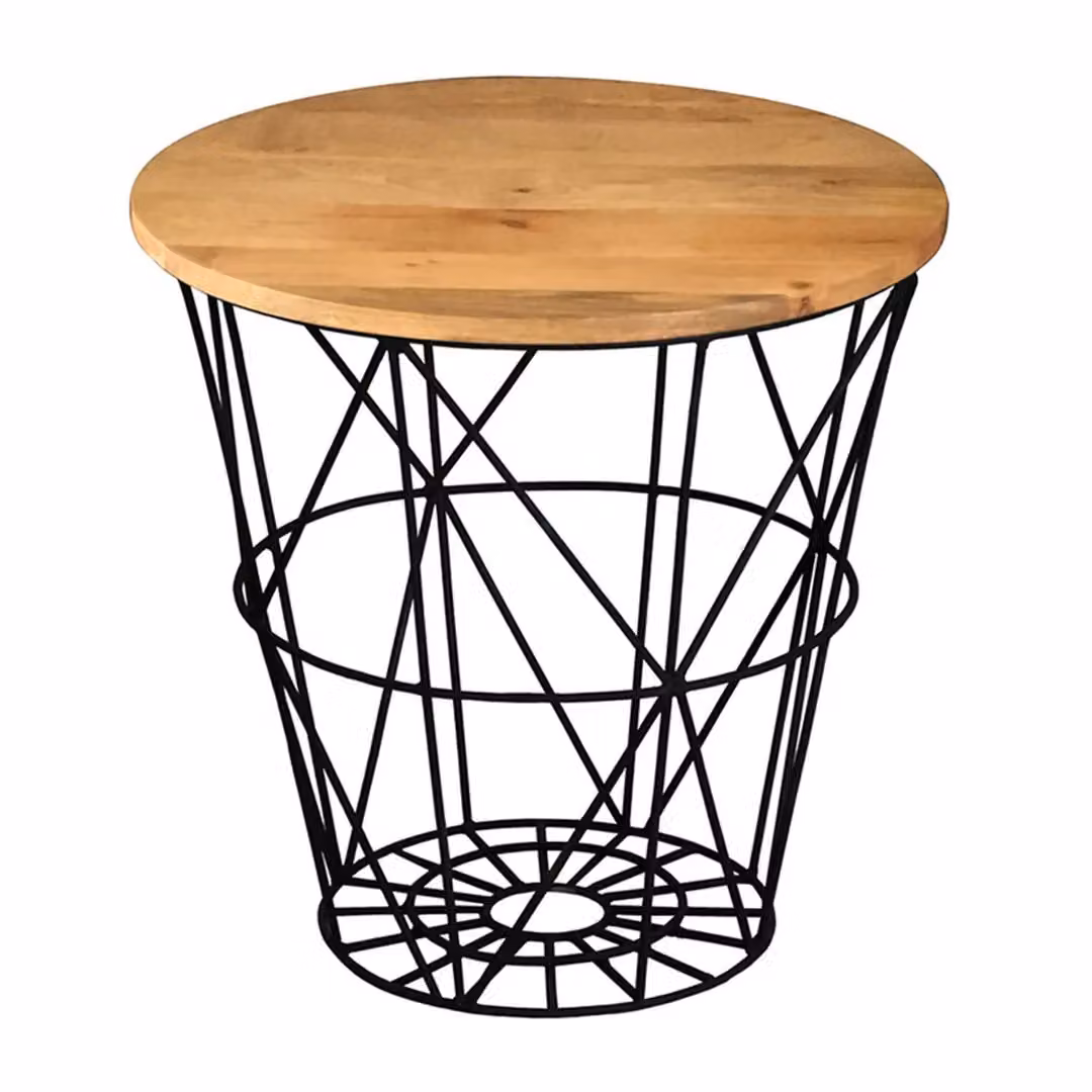 Jaipur Furniture Ltd Ravi Side Table with Mango Wood Top and Iron Base in Brown and Black, W/D/H: 50 x 50 x 50 cm – 2