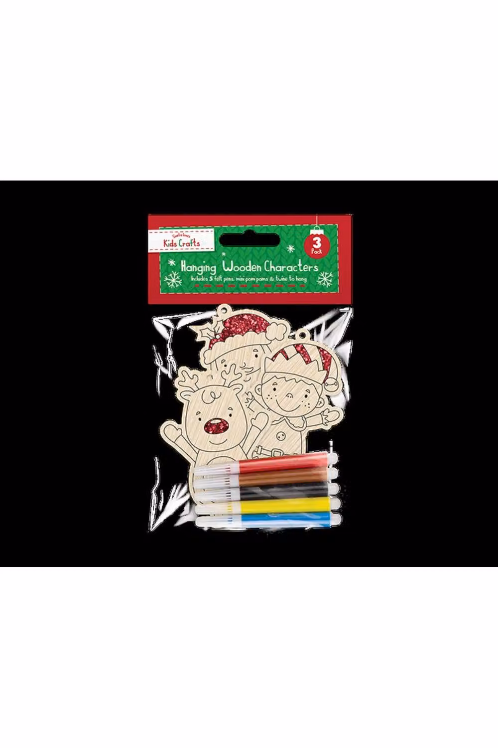 KDMD 18 Pack Multicolour Wooden Colour-In Hanging Characters with Assorted Christmas and Animal Designs – 3