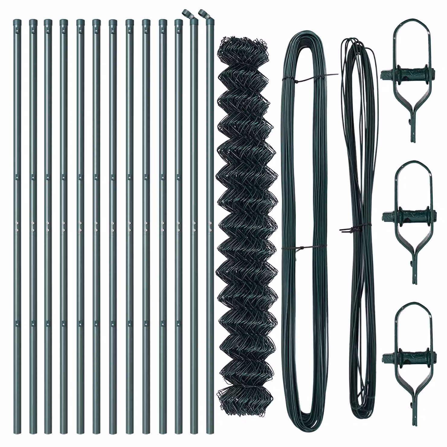 Berkfield Home Green Galvanised Steel Chain Link Fence with 13 Posts, 1.6 x 25 m – 3