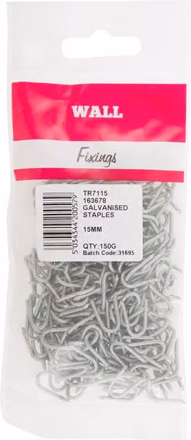 Hiatt Galvanised Flat Wire Staples, Silver, 15mm