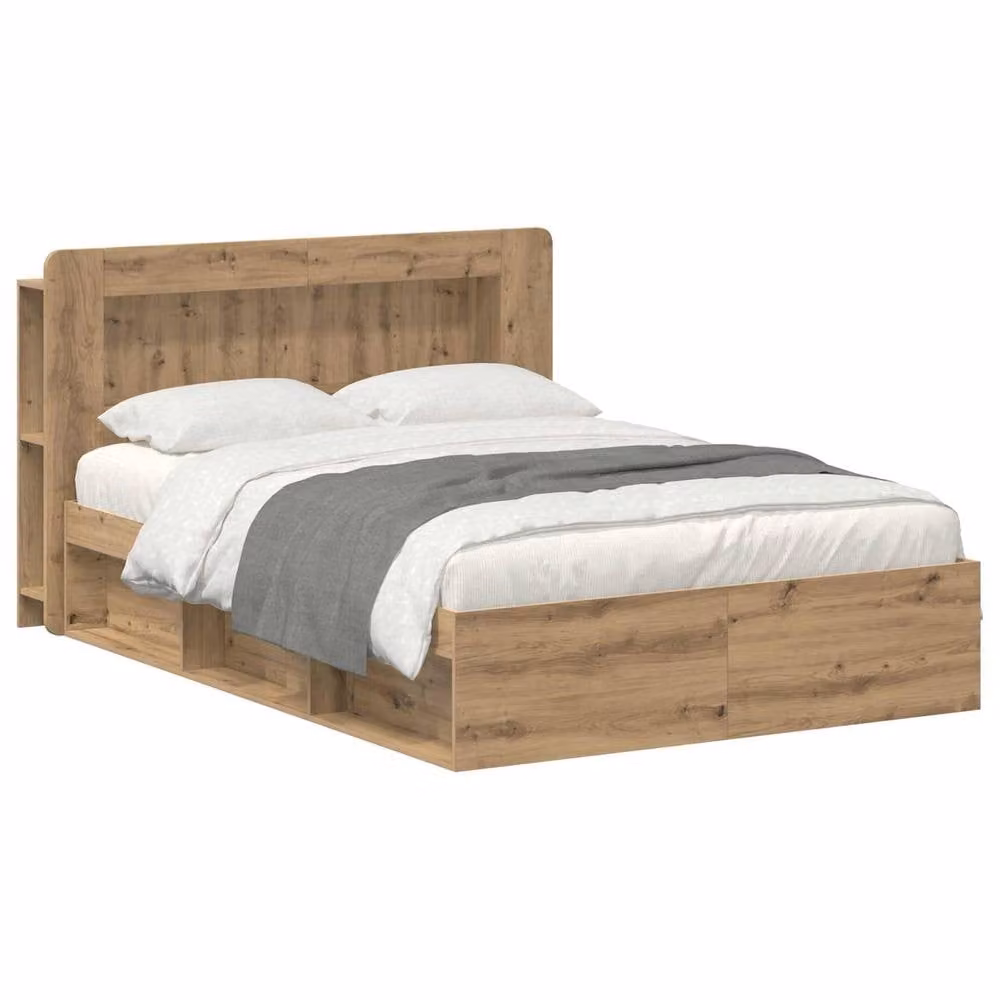 Berkfield Home Artisan Oak Bed Frame with Storage Drawers in Brown, W/D/H: 140 x 190 cm