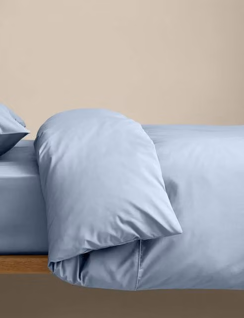 M&S Egyptian Cotton 230 Thread Count Percale Duvet Cover in Blue