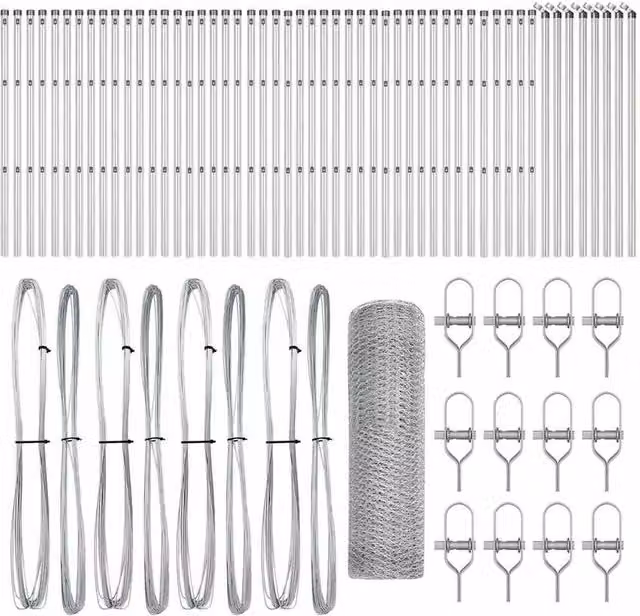 Berkfield Home Hexagon Fence in Silver Galvanised Steel, H: 0.8 m x W: 100 m