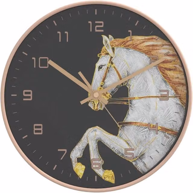 Berkfield Home Round Silent Quartz Wall Clock in Gold and White, Diameter: 29.5 cm