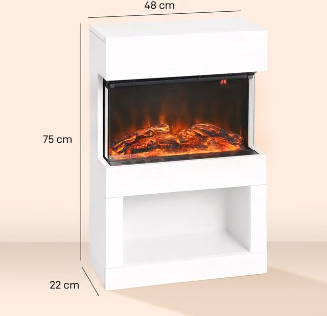 HOMCOM Electric Fireplace with 3D Flame Effect in White