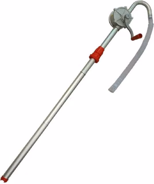 VOGREX Silver Self Priming Hand Drum Barrel Syphon Pump for Diesel and Fuel Oil Transfer