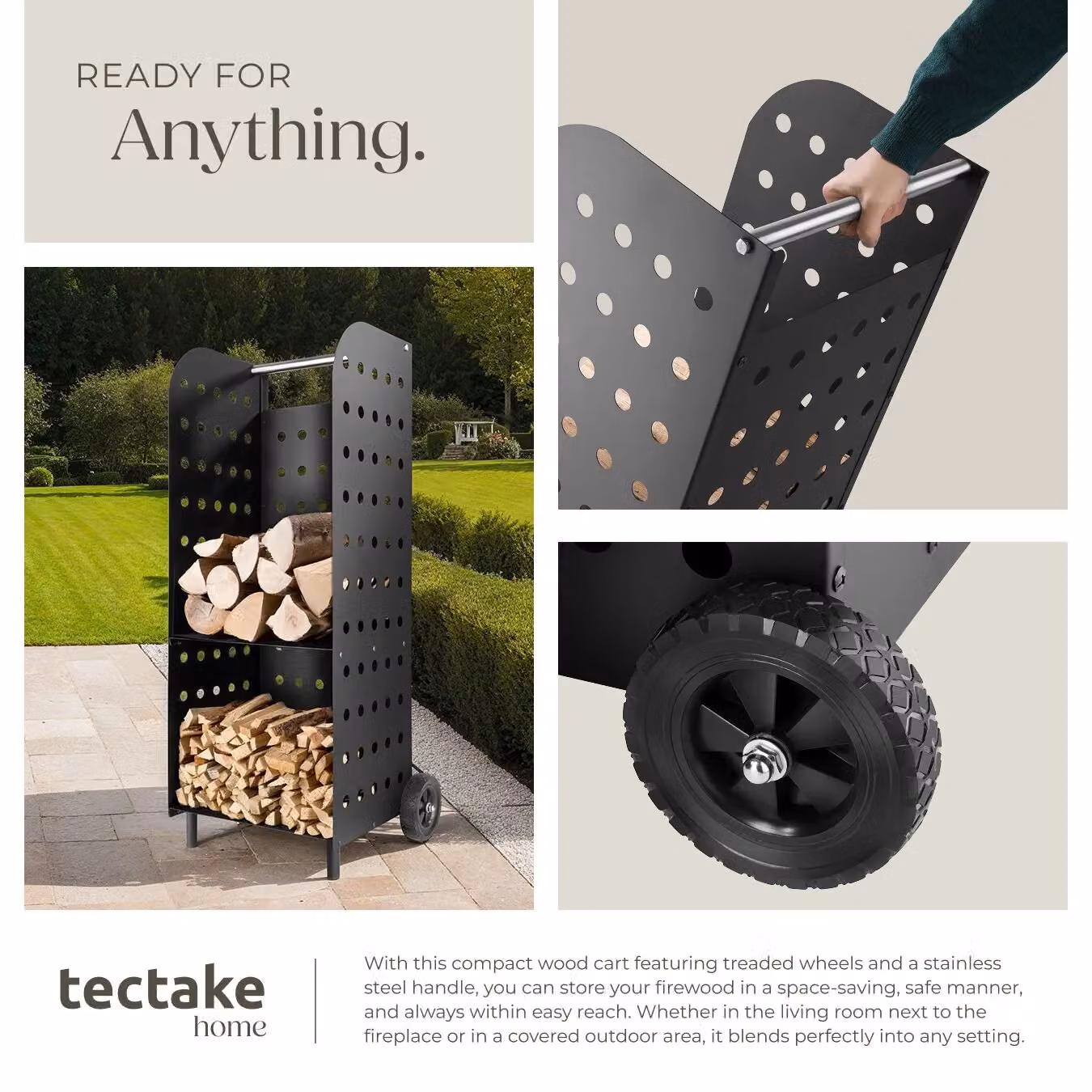 tectake Freestanding Metal Log Holder in Black – 4