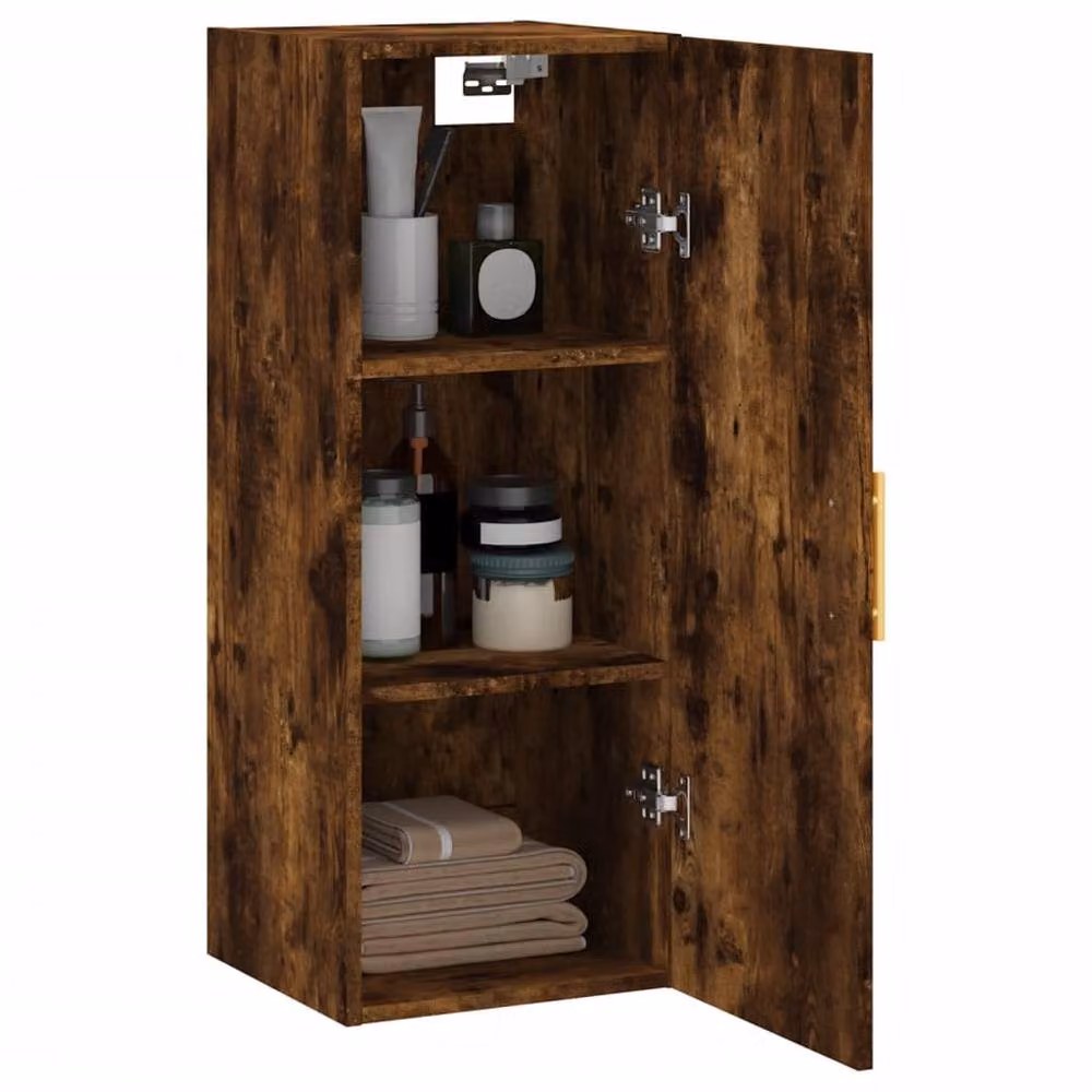 Berkfield Home Wall Mounted Smoked Oak Cabinet in Brown, W/D/H: 34.5 x 34 x 90 cm – 4