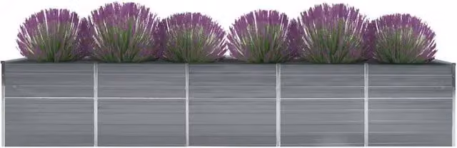Berkfield Home Garden Galvanised Steel Raised Bed in Grey, W: 400 cm, D: 80 cm, H: 45 cm