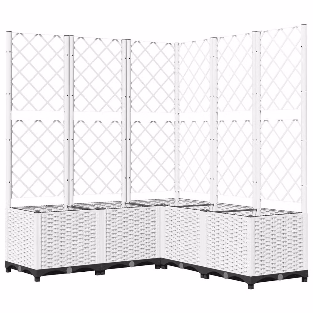 Berkfield Home Garden Planter with Trellis in White, W/D/H: 120 x 120 x 136 cm – 3
