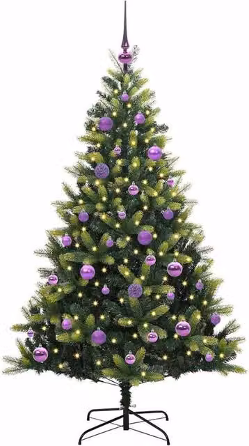 Berkfield Home Realistic Artificial Hinged Christmas Tree with 150 LEDs, Green, Height: 150 cm