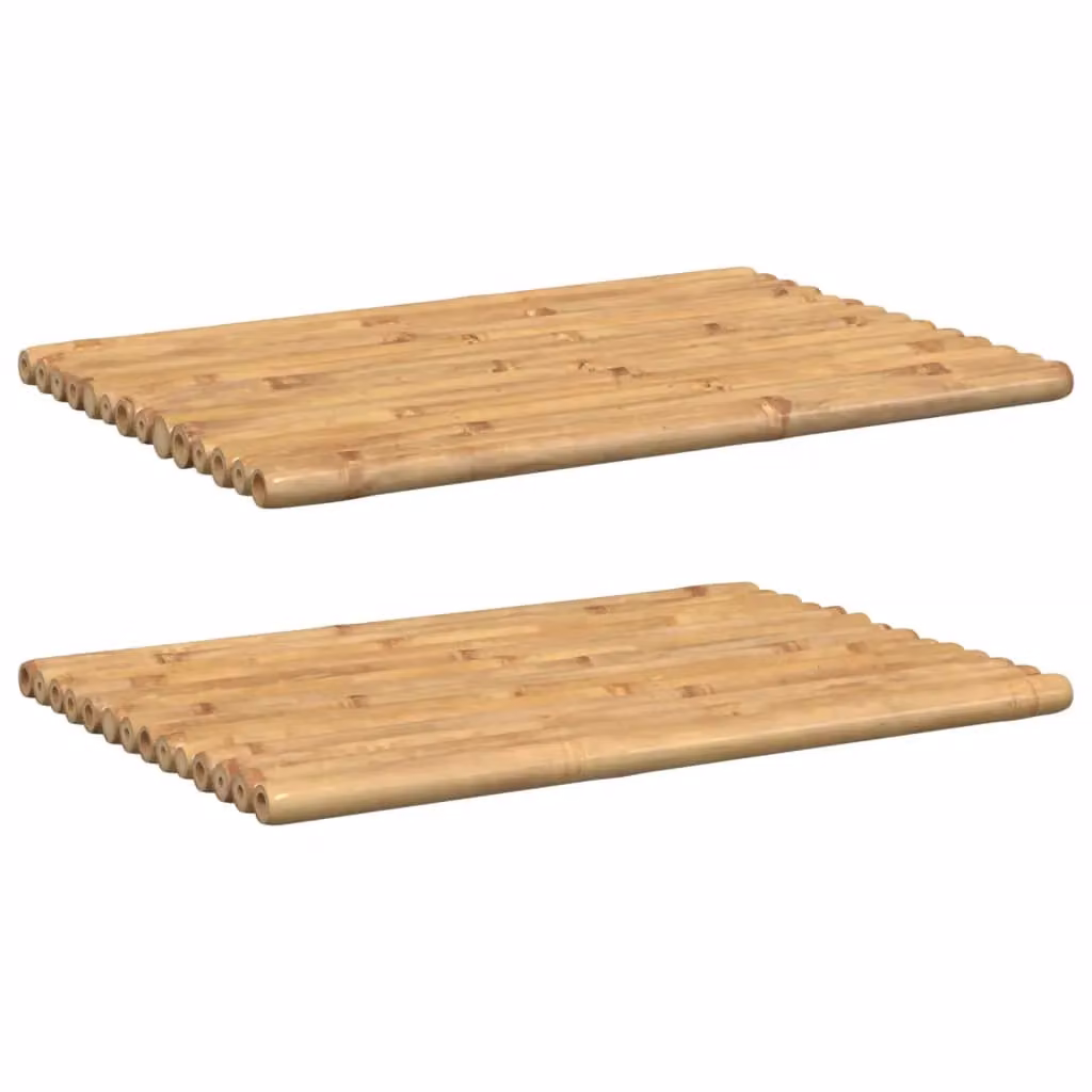 Berkfield Home Bamboo Bath Mats, 2 Pack, Brown, W: 70 cm, D: 50 cm – 2