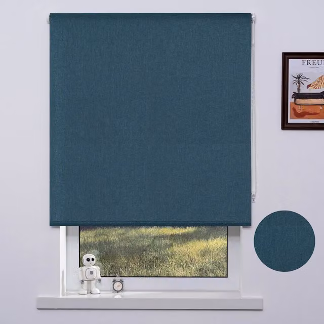 Divante Blackout Textured Textile Blind in Petrol Green, Width: 180 cm