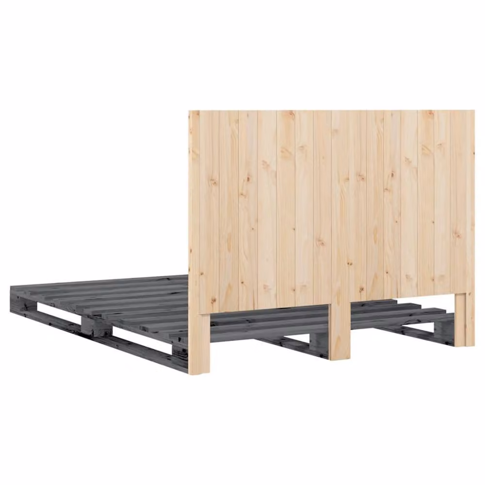 Berkfield Home Beautiful Bed Frame in Grey Solid Pine, W/D/H: 140 x 200 x 104 cm – 3