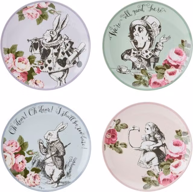 Mikasa White Floral Bone China Side Plate Set of 4, Diameter: 21 cm