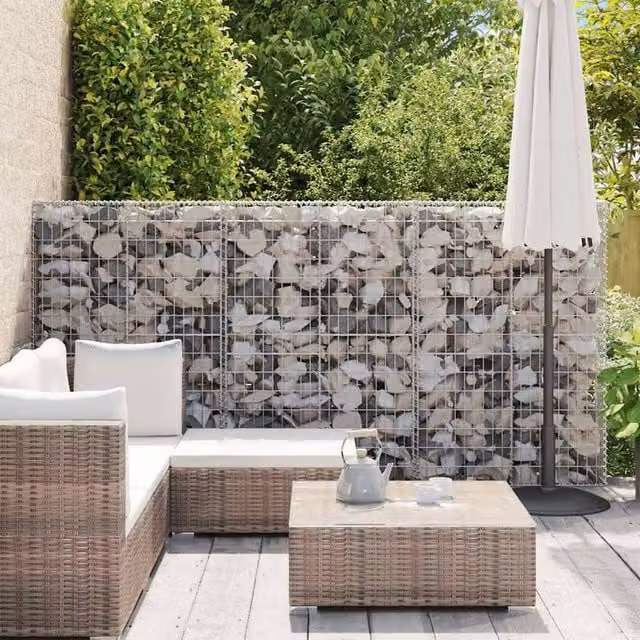 Berkfield Home Durable Galvanised Steel Gabion Basket with Lids in Silver, W/D/H: 150 x 100 x 30 cm