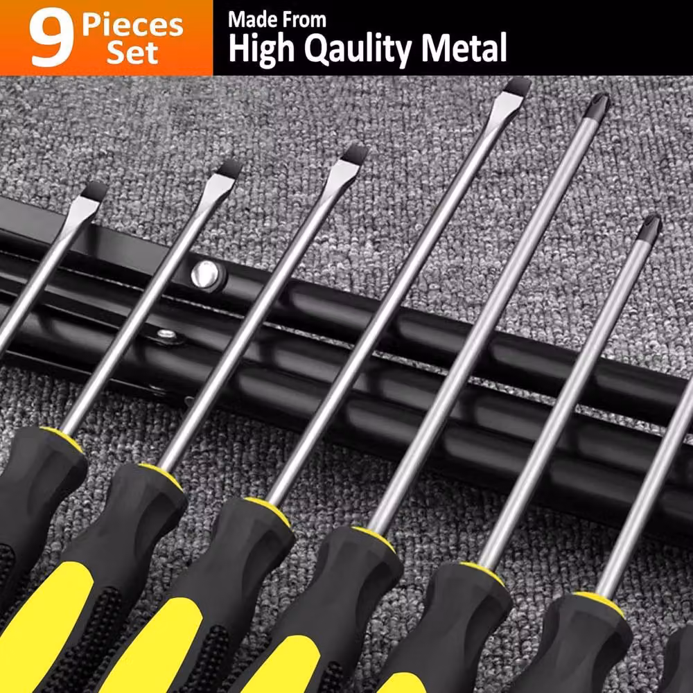 ATEK 9 Piece Magnetic Screwdriver Set in Black with Chrome Vanadium Steel and Insulated Soft Grip Handles – 4