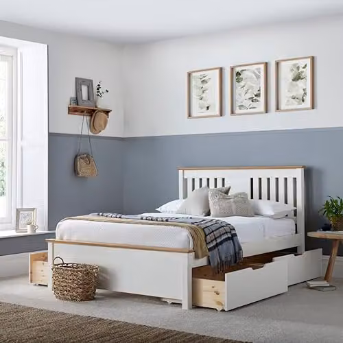 Bedmaster Chester White Wooden Storage Bed with Drawers W/D/H: 151 x 60 x 109 cm