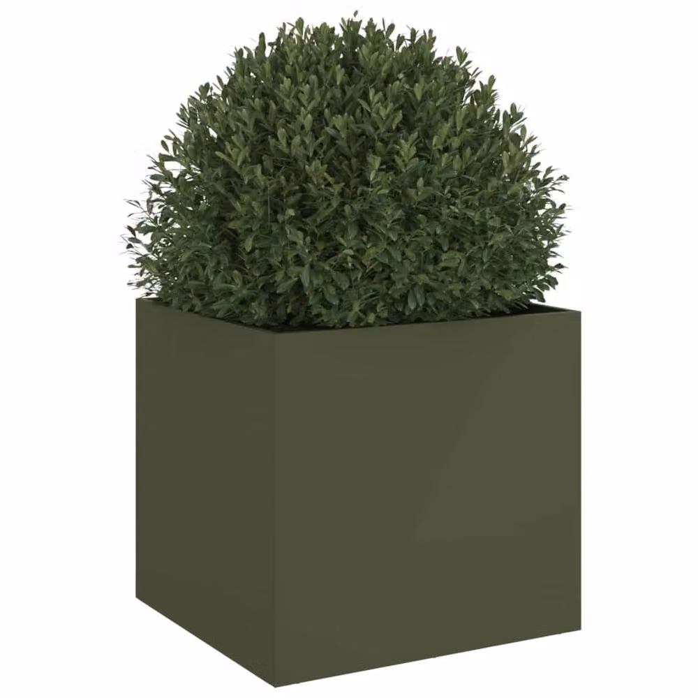 Berkfield Home Steel Planter Tub, Green, W: 49 cm, D: 47 cm, H: 46 cm – 4